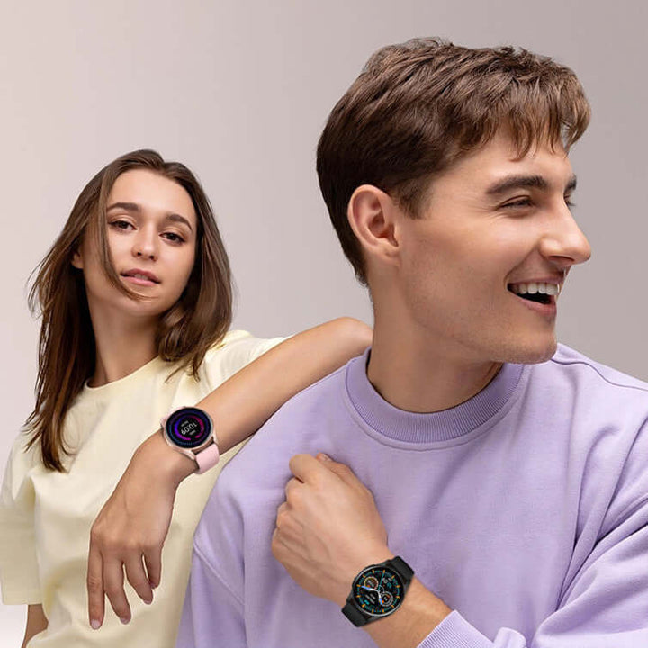 X01 Smartwatch on two models, showcasing hands-free calling and fitness tracking features.