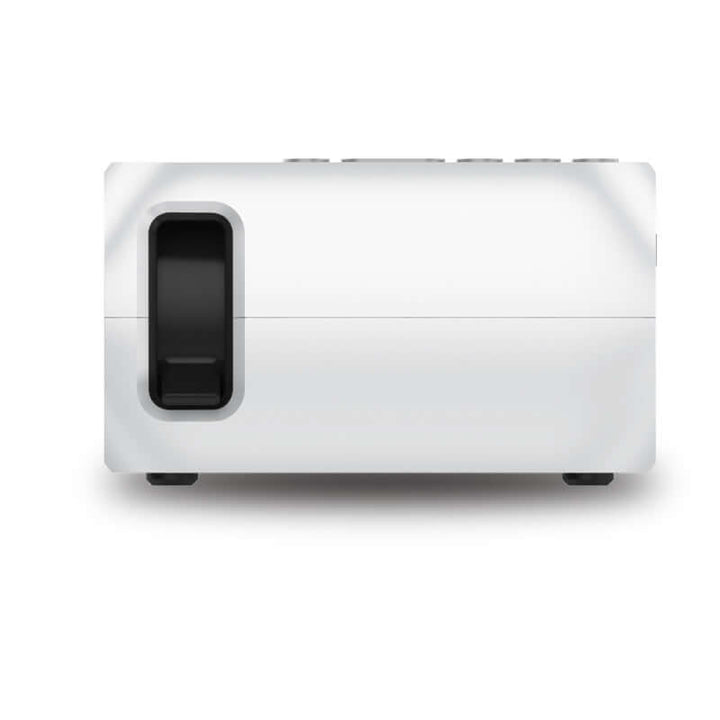 Mini HD Home Projector side view displaying its compact design for portable movie nights at home.