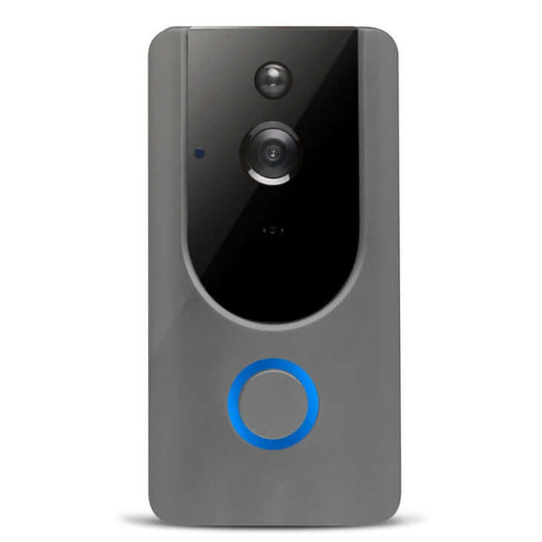 Smart Home Doorbell Camera with sleek design and blue button for enhanced home security.