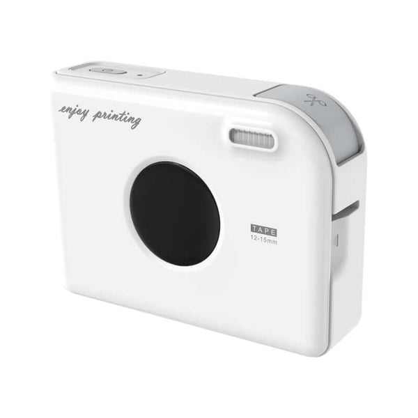 Pocket Smart Printer in white design featuring a circular printing area and simple controls for easy labeling.