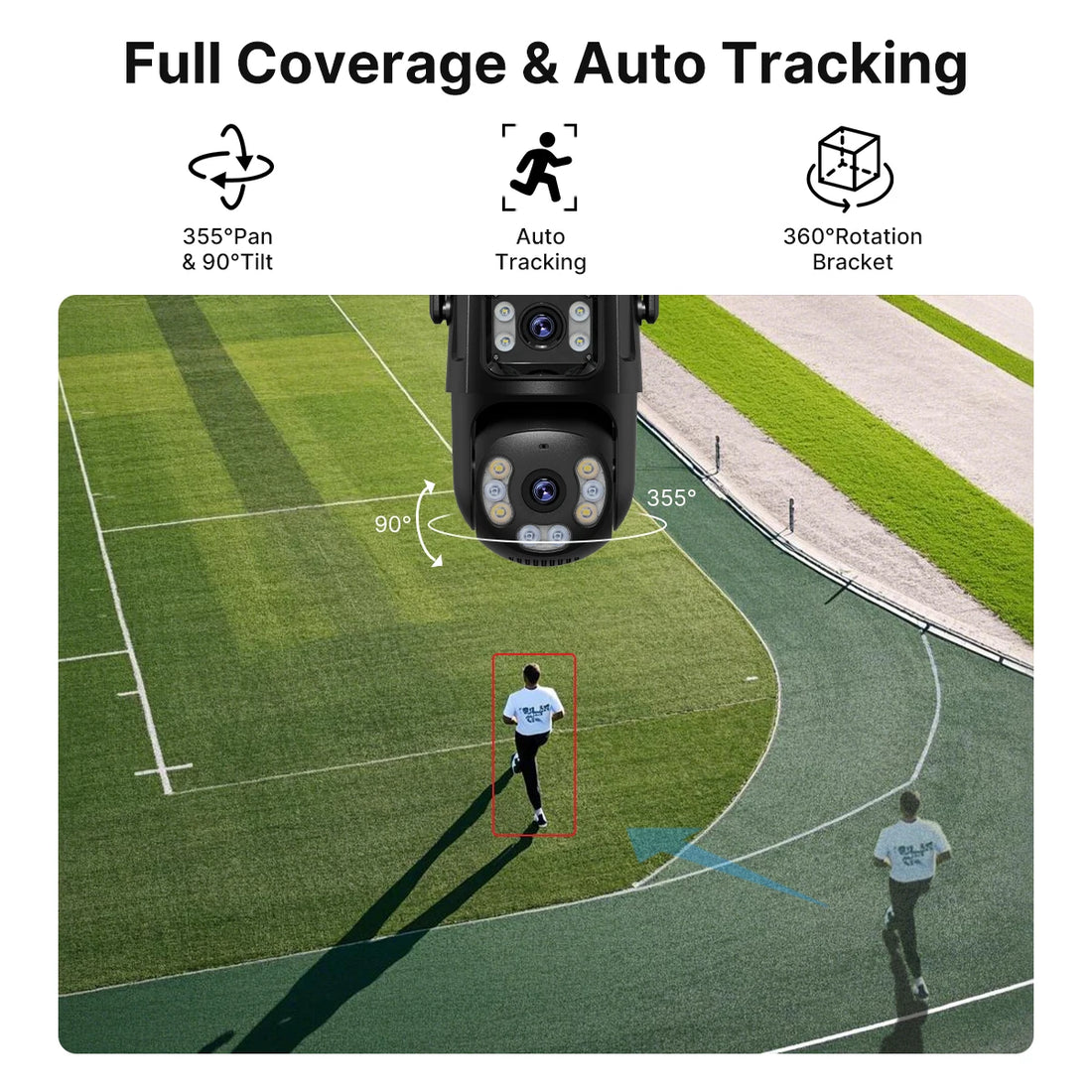 AI Dual-Lens Outdoor Security Camera — 360° Tracking & Color Night Vision