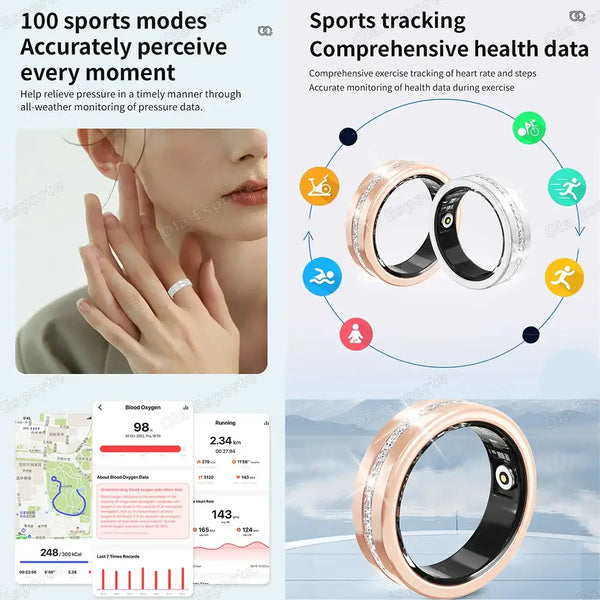 Heart Wellness Smart Ring with 100 sports modes for accurate health tracking during exercise and comprehensive data overview.