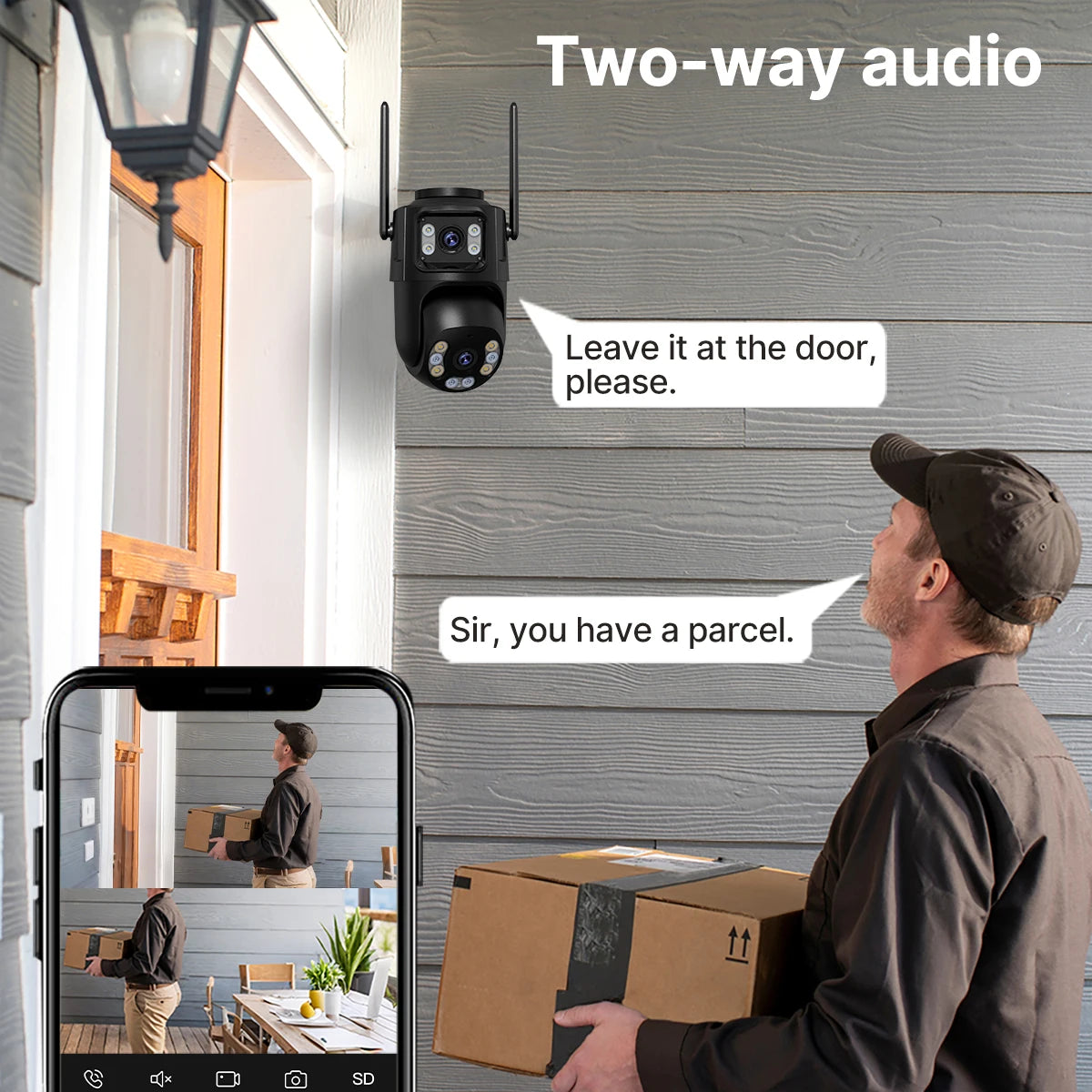 AI Dual-Lens Outdoor Security Camera — 360° Tracking & Color Night Vision