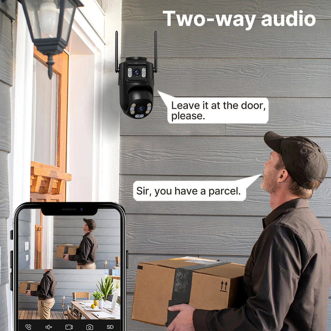 AI Dual-Lens Outdoor Security Camera — 360° Tracking & Color Night Vision