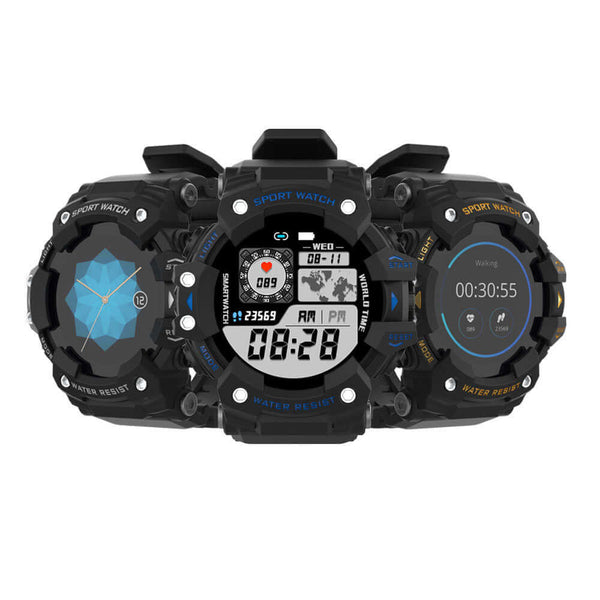 Ultimate Men's Smartwatch showcasing multiple functionalities, including health tracking and stylish design.