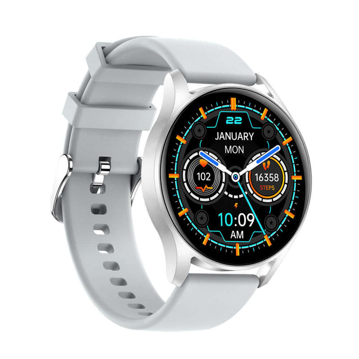 X01 Smartwatch showcasing fitness tracking and customizable watch face in stylish design.